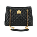Versace - Black Quilted Nappa Leather Medusa Tote Handbag