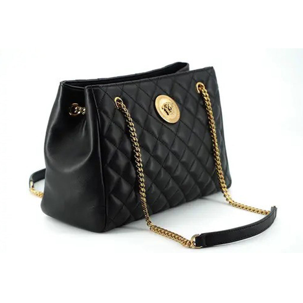 Versace - Black Quilted Nappa Leather Medusa Tote Handbag