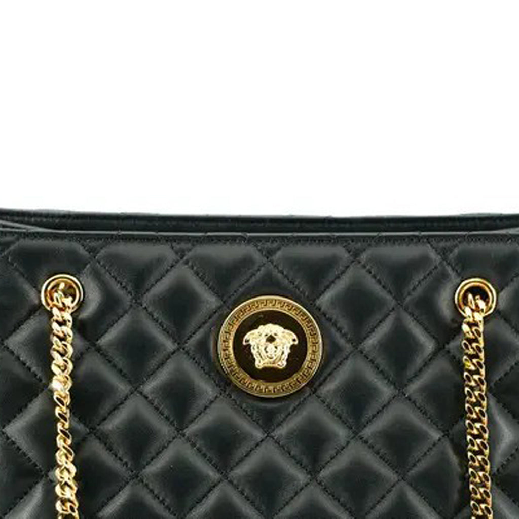 Versace - Black Quilted Nappa Leather Medusa Tote Handbag