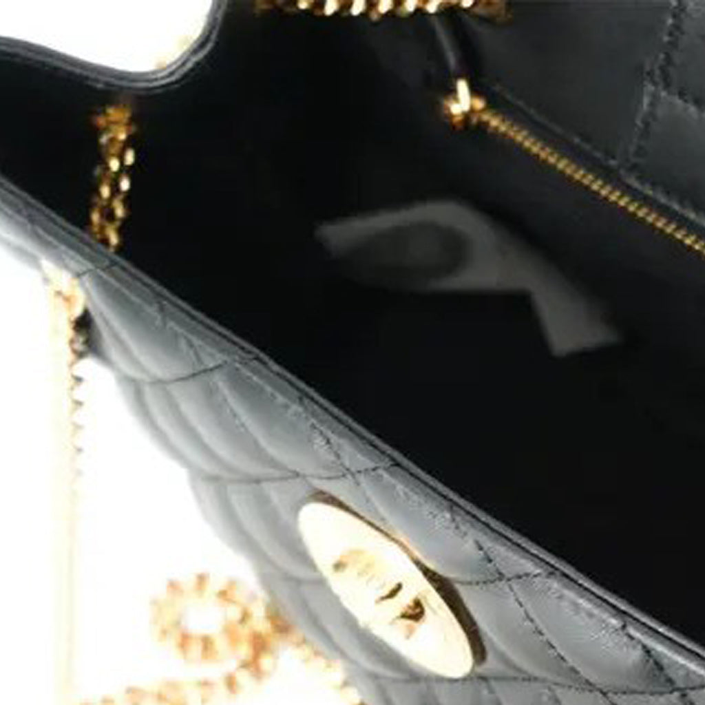 Versace - Black Quilted Nappa Leather Medusa Tote Handbag