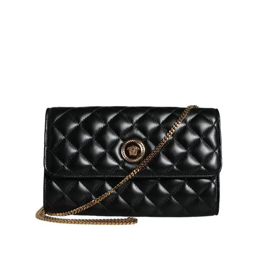 Versace Black Quilted Nappa Leather Crossbody Shoulder Bag