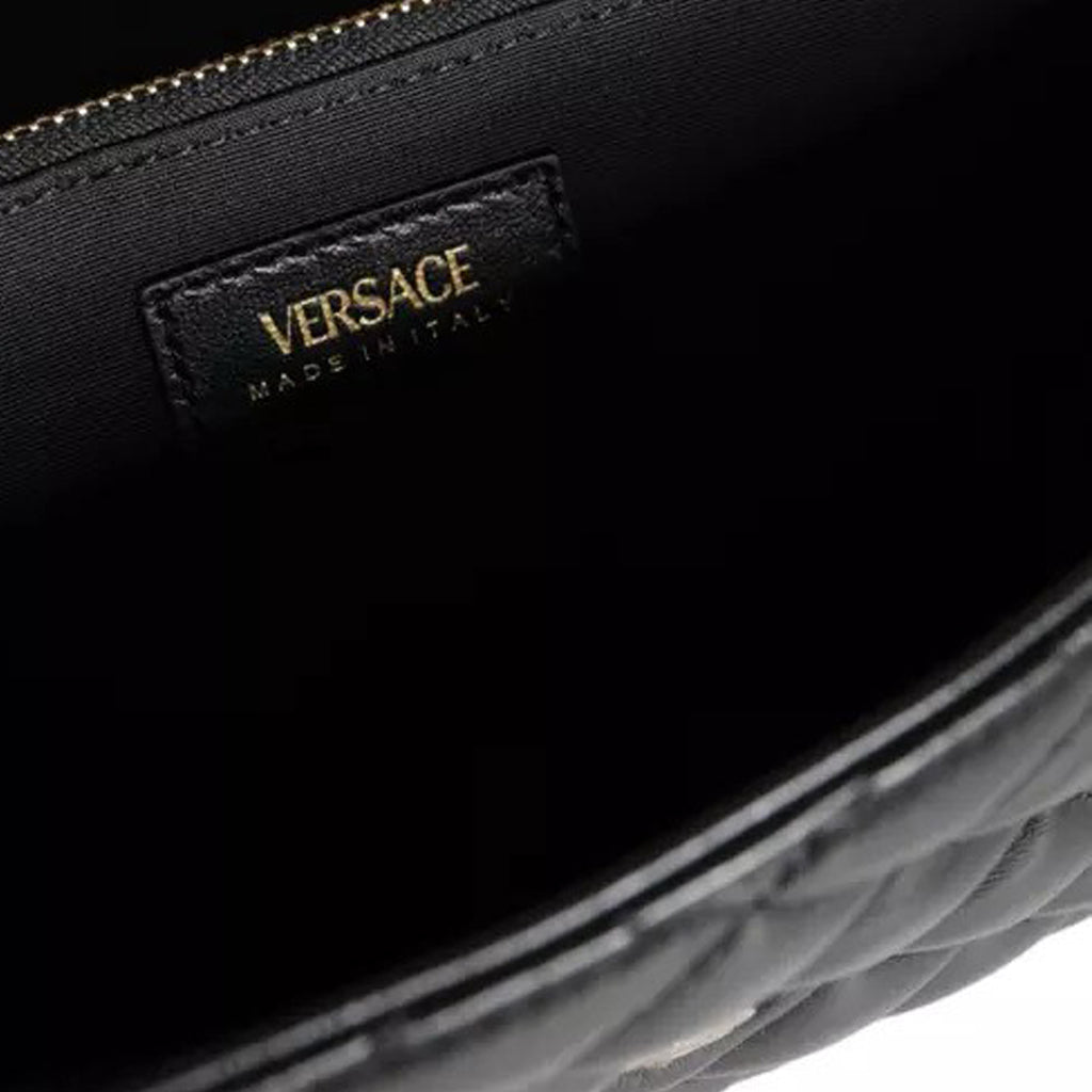 Versace Black Quilted Nappa Leather Crossbody Shoulder Bag