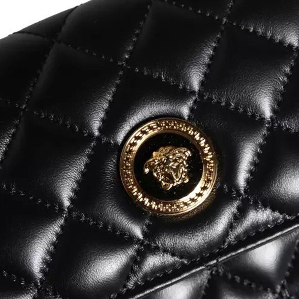 Versace Black Quilted Nappa Leather Crossbody Shoulder Bag