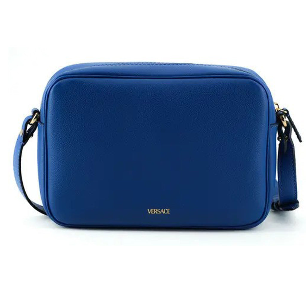 Versace Blue Calf Leather Camera Shoulder Bag