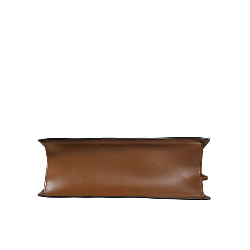 Versace Brown Top Handle Jacquard Leather Logo Crossbody Tote Bag