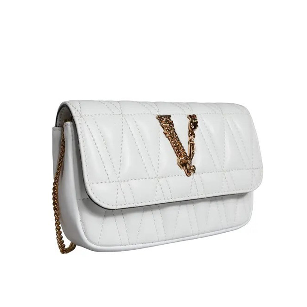 Versace White Quilted Nappa Leather Crossbody Shoulder Bag