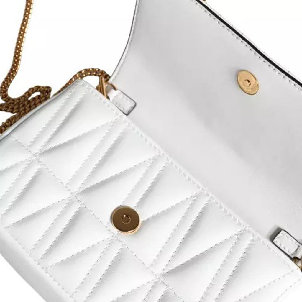 Versace White Quilted Nappa Leather Crossbody Shoulder Bag