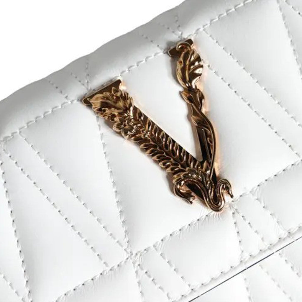 Versace White Quilted Nappa Leather Crossbody Shoulder Bag