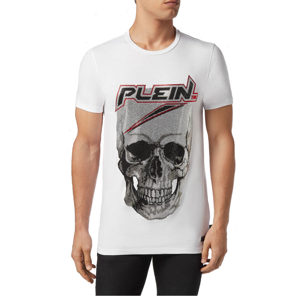 PHILIPP PLEIN T-SHIRT PLATINUM CUT ROUND NECK SPACE PLEIN