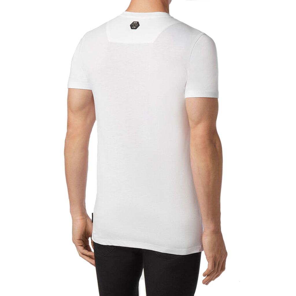 PHILIPP PLEIN T-SHIRT PLATINUM CUT ROUND NECK SPACE PLEIN