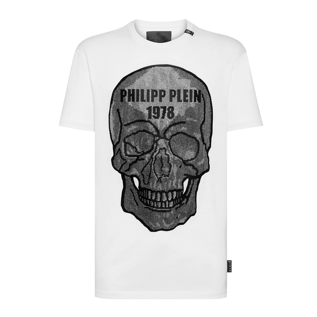 PHILIPP PLEIN T-SHIRT ROUND NECK SS CRYSTAL SKULL