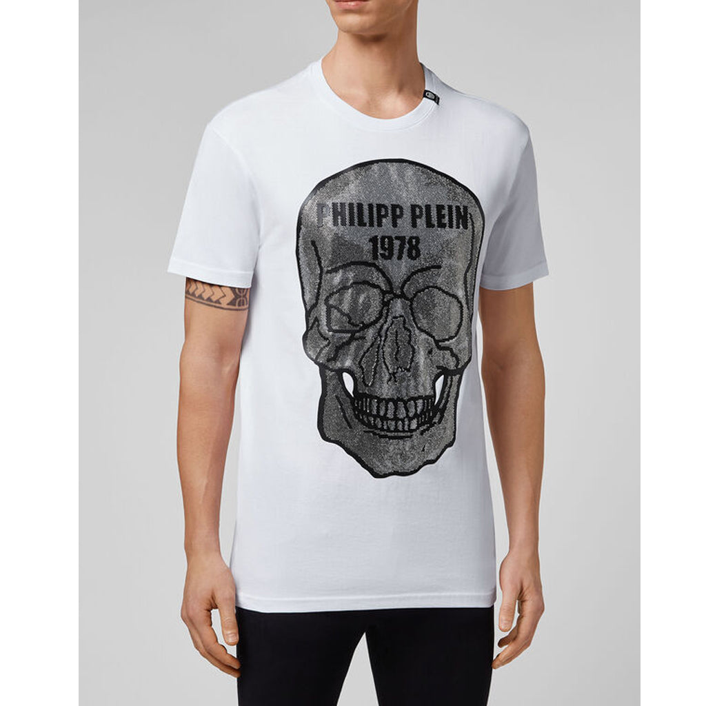 PHILIPP PLEIN T-SHIRT ROUND NECK SS CRYSTAL SKULL