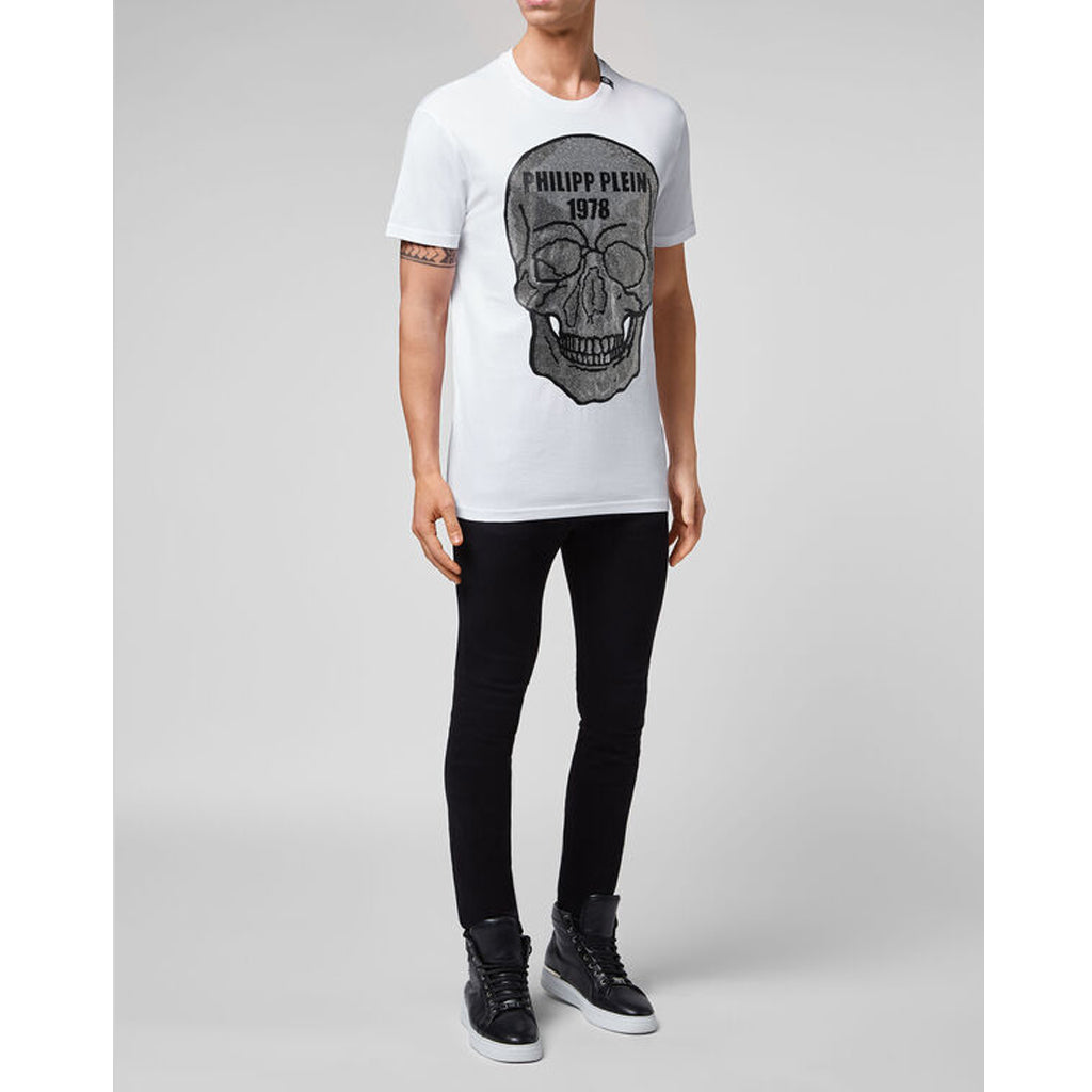 PHILIPP PLEIN T-SHIRT ROUND NECK SS CRYSTAL SKULL