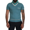 DOLCE & GABBANA Elegant Silk Polo Tee with Boat Collar Print