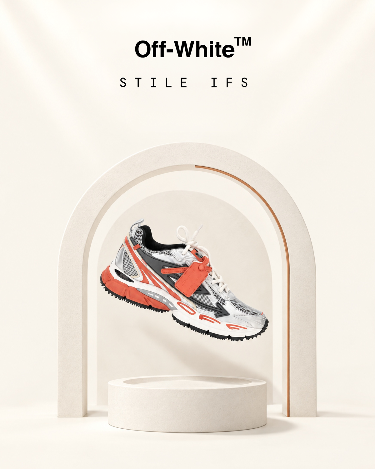 Off-White - Be Right Back Sneakers Bianco, Argento e Arancio