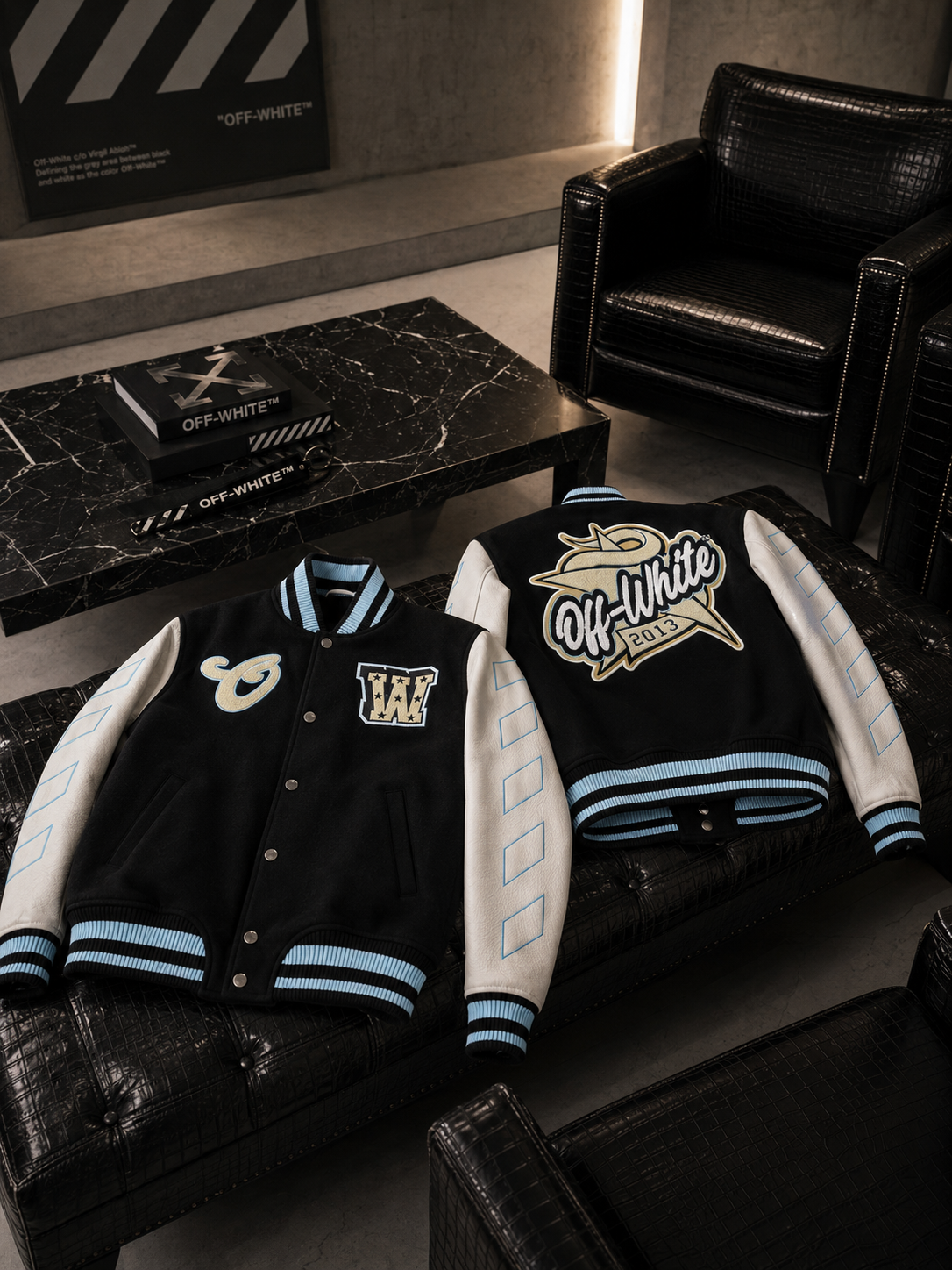 Off-White – Varsity Star Logo Jacket Black & White