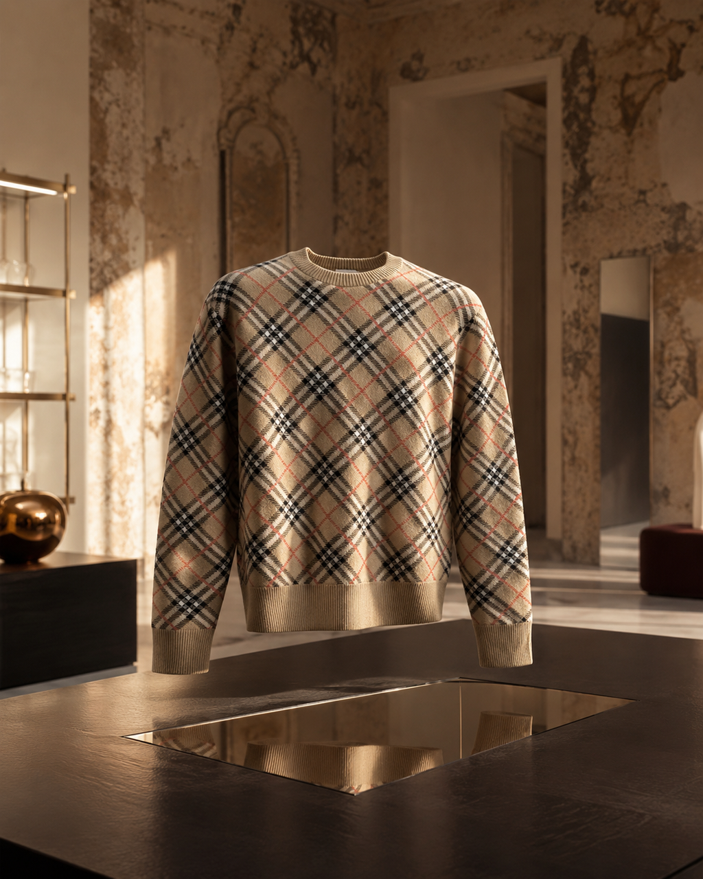 Burberry – Maglione Check in Misto Lana e Cotone