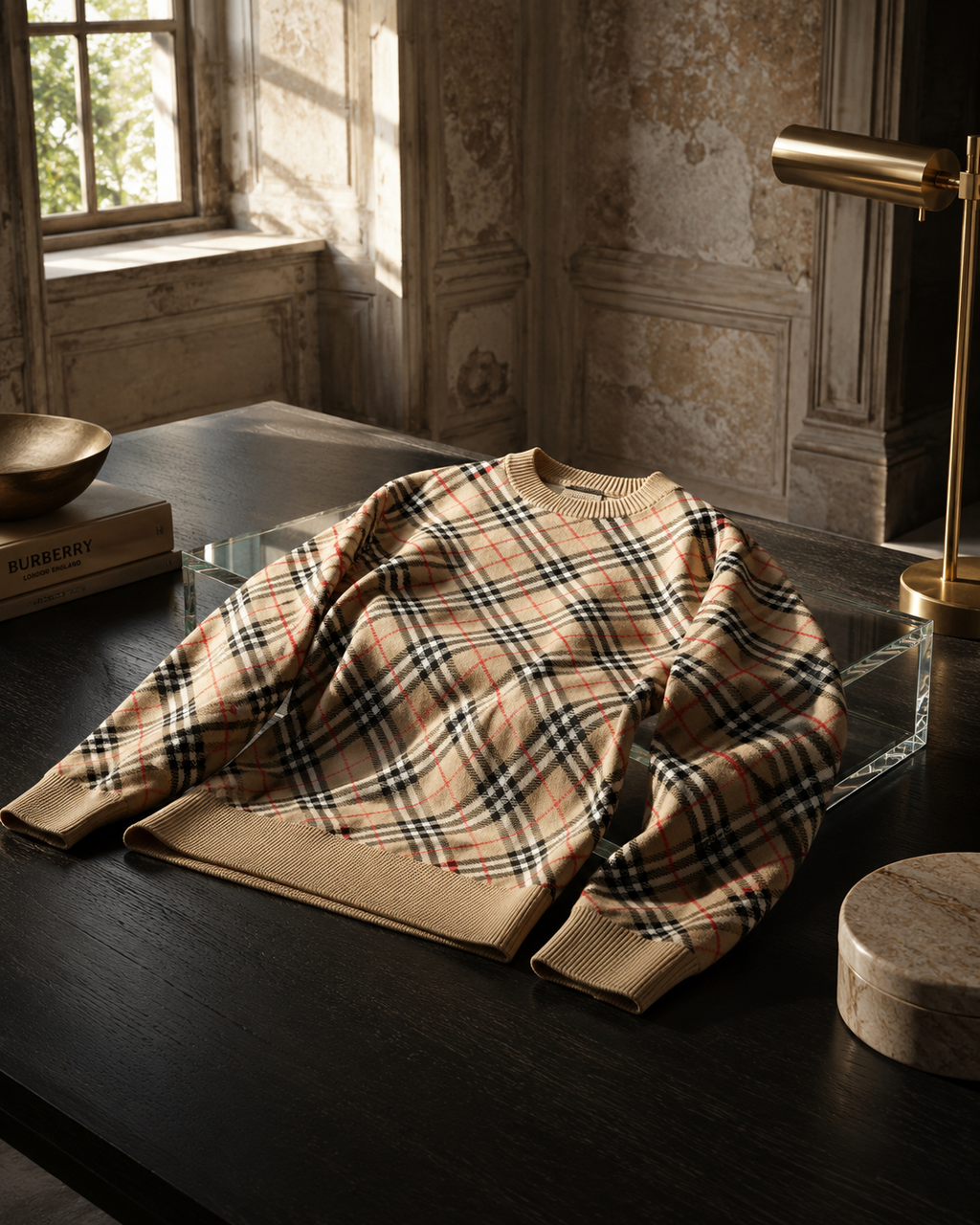 Burberry – Maglione Check in Misto Lana e Cotone